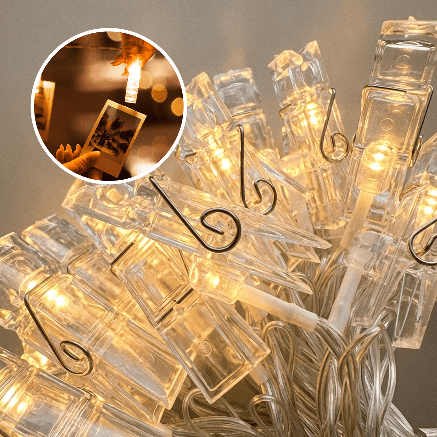 Fotoslinger met verlichting - 10 meter & 80 LED